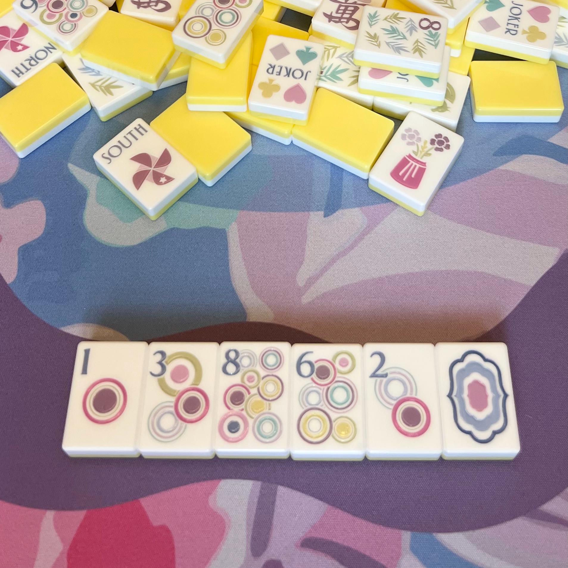 Happy Abstract Mahjong Tile Set - Large Numbers - Yellow