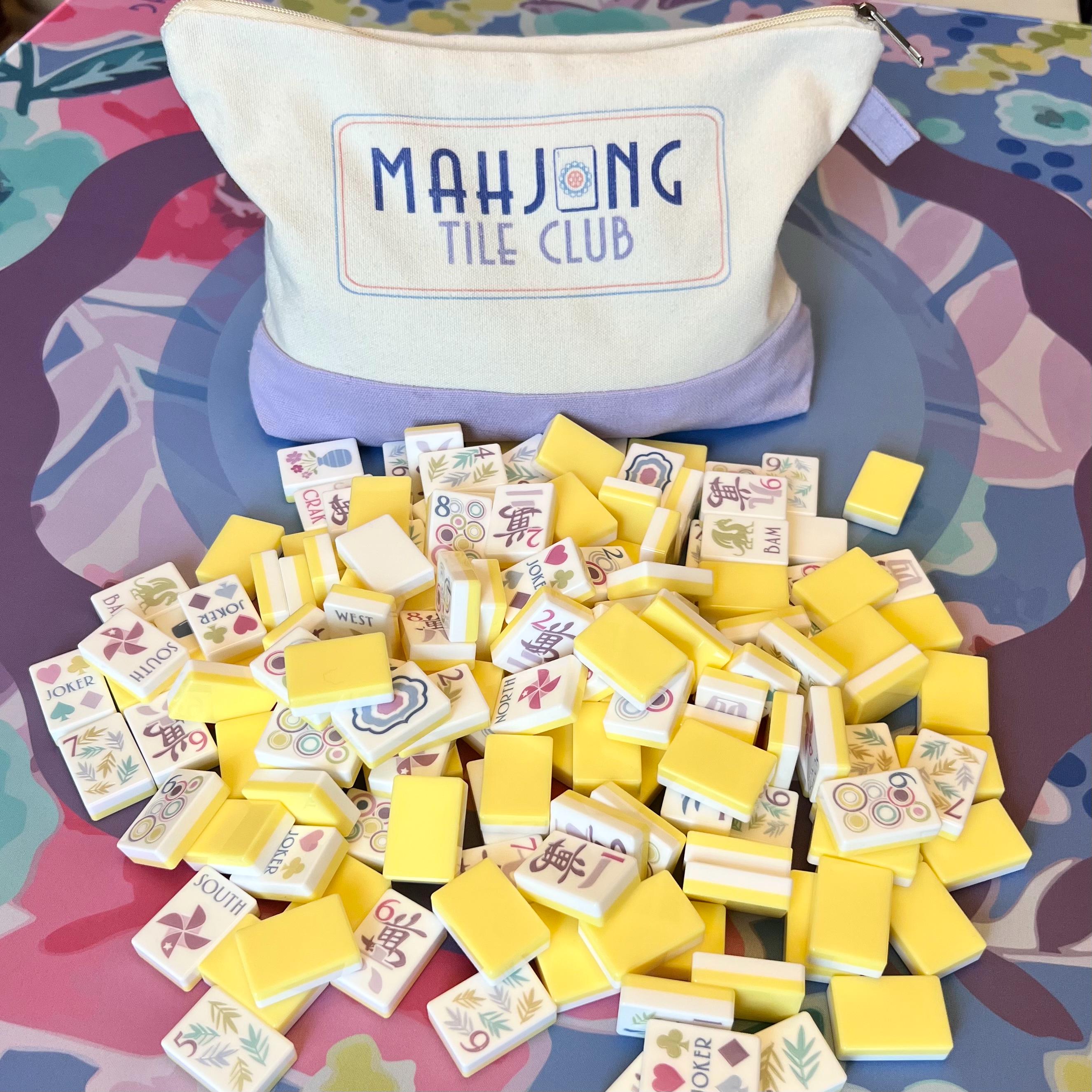 Happy Abstract Mahjong Tile Set - Large Numbers - Yellow