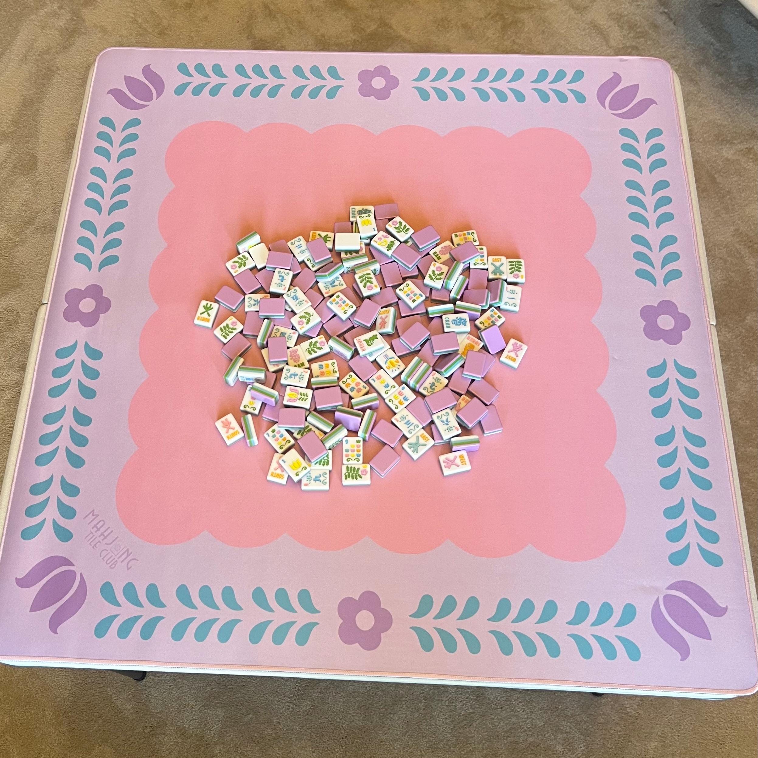 Nordic Spring Mahjong Mat - Purple and Pink Floral