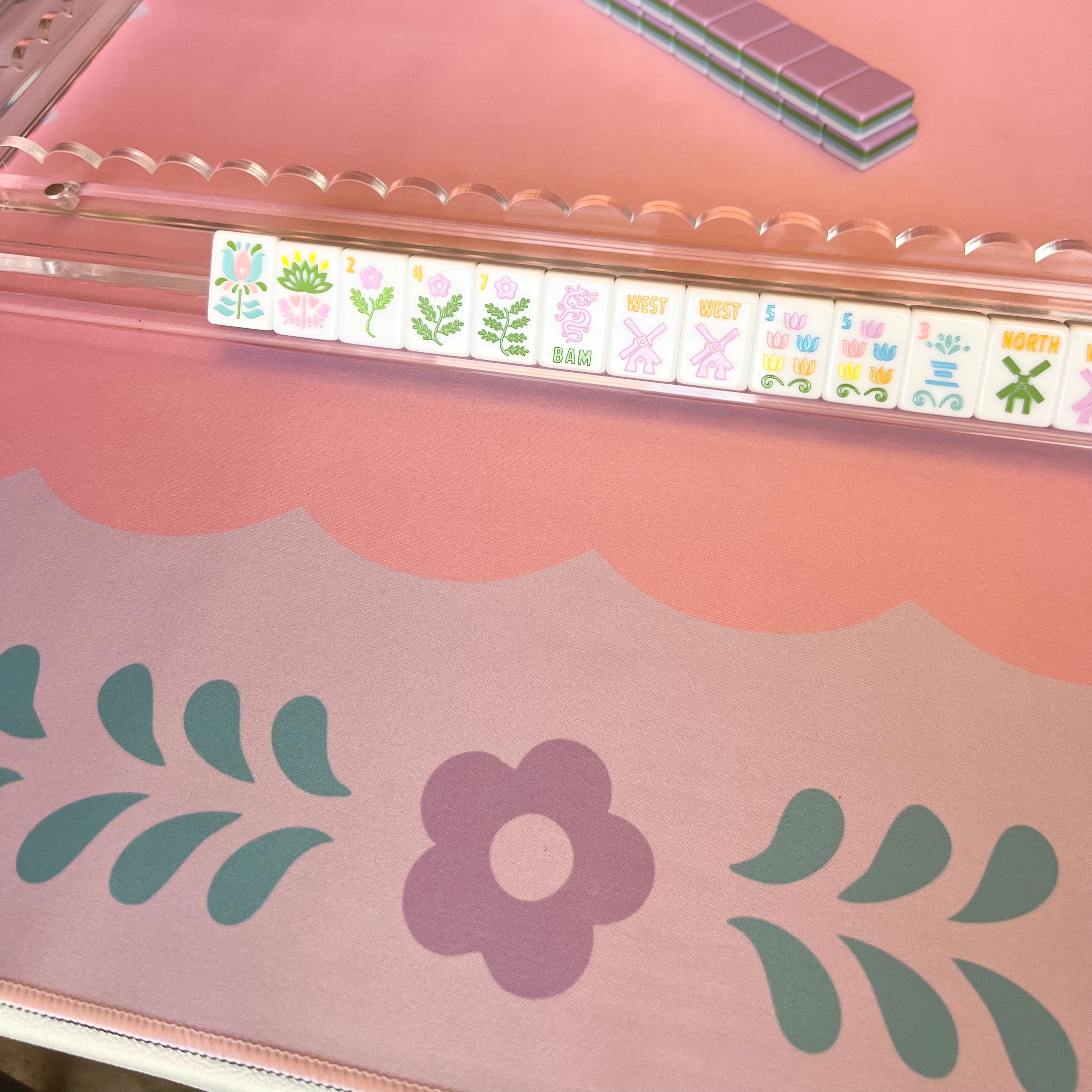 Nordic Spring Mahjong Mat - Purple and Pink Floral