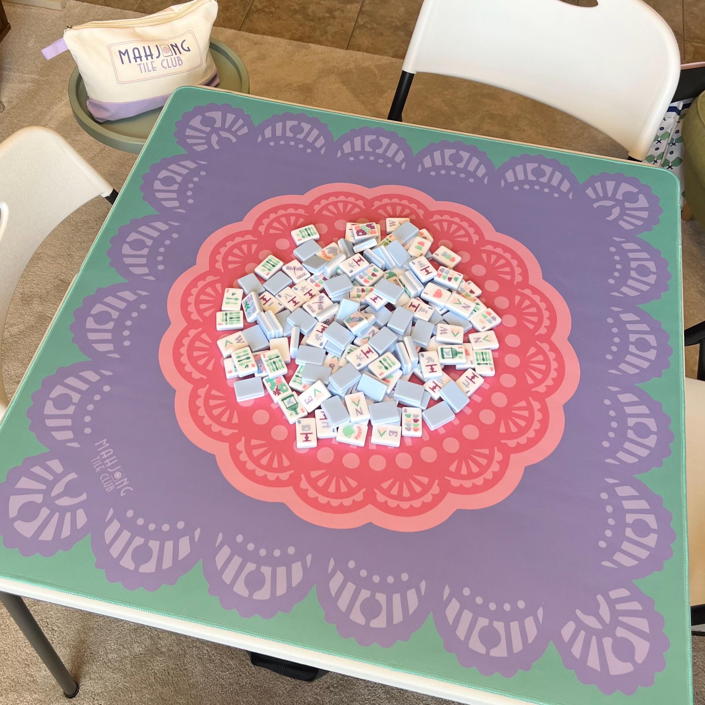 Afternoon Tea Mahjong Mat - Pink, Purple and Green Lace