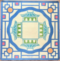 Traditional-ish Mahjong Mat - Pagoda blue and yellow