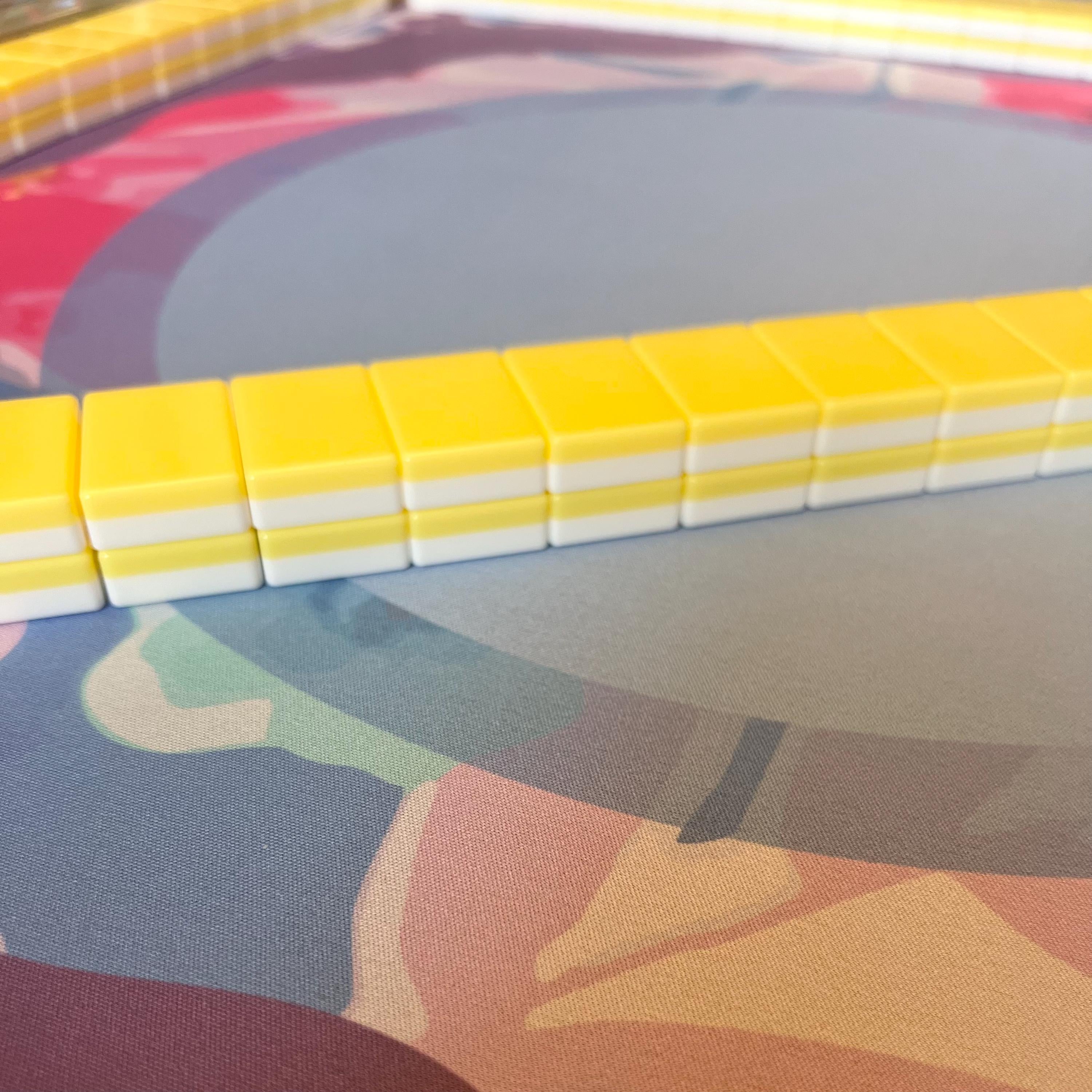 Happy Abstract Mahjong Tile Set - Large Numbers - Yellow