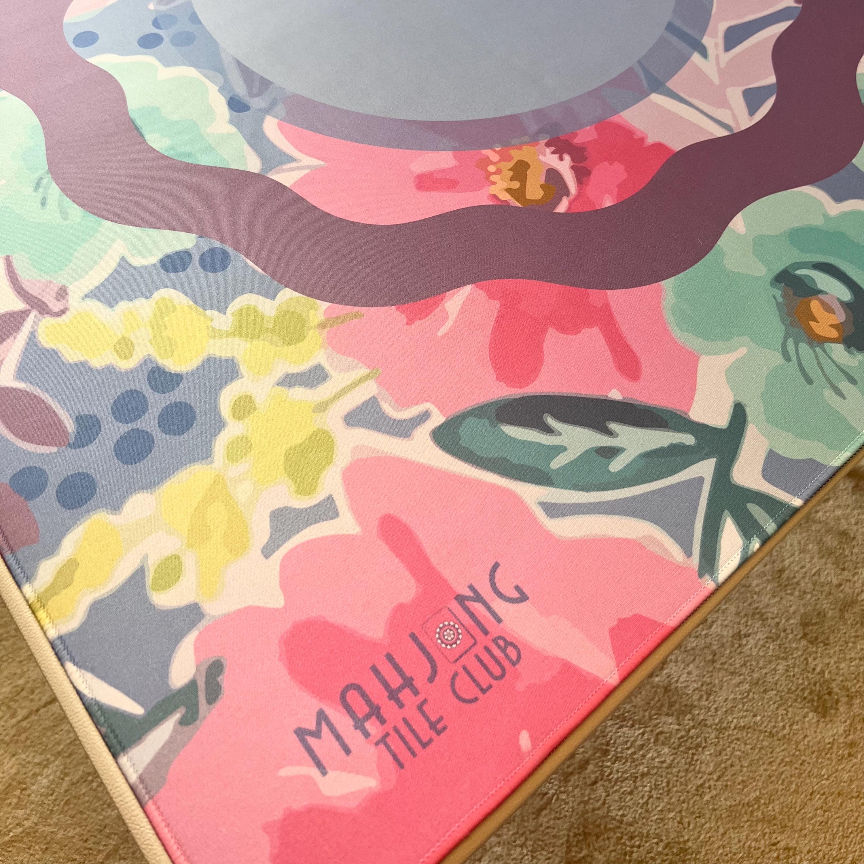 Happy Abstract Mahjong Mat - multi colored floral