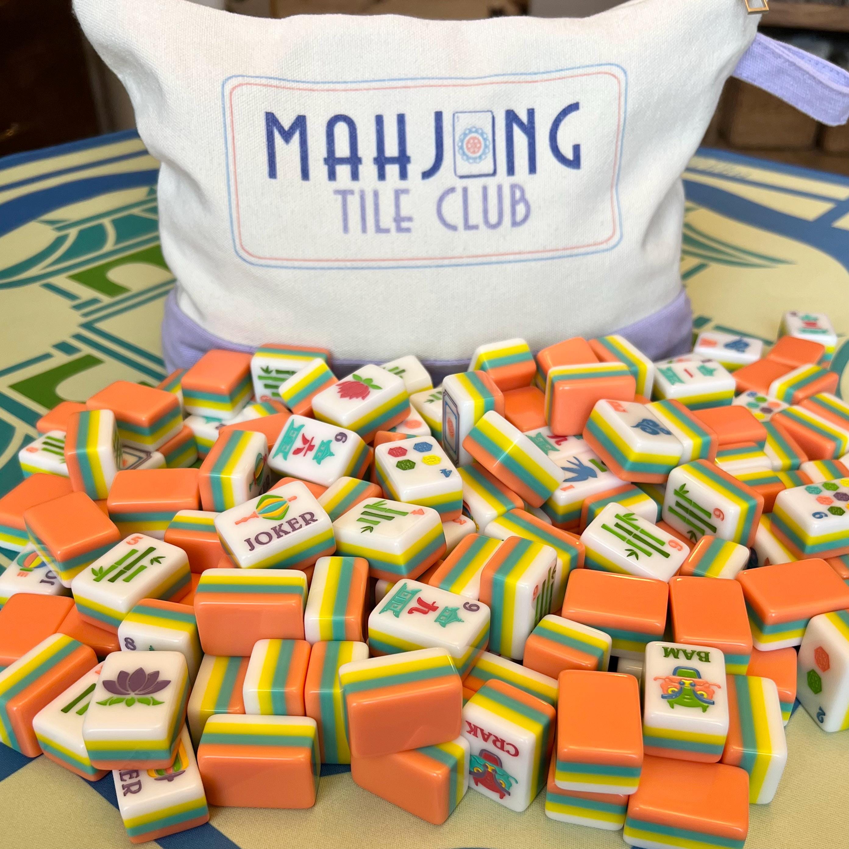 Traditional-ish Mahjong Tile Set - 4 layers - coral, turquoise, yellow