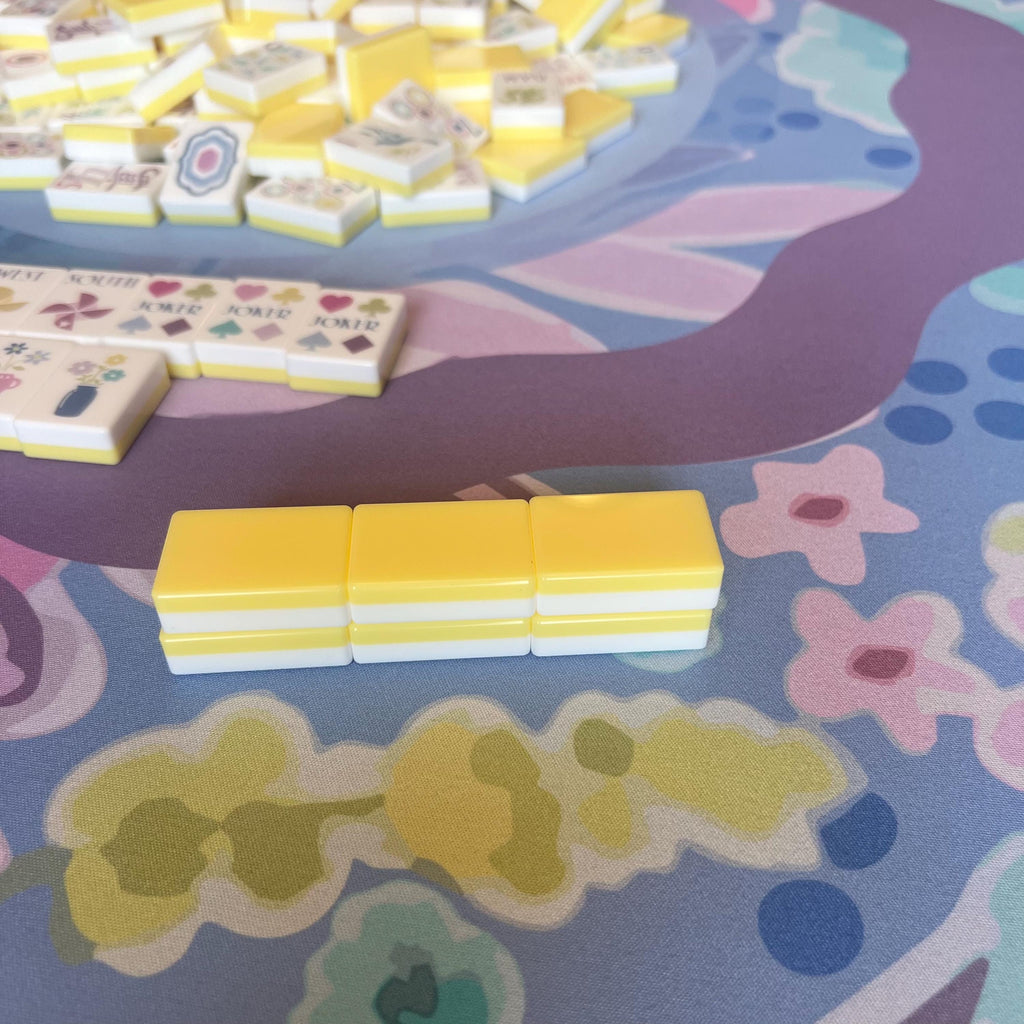 Happy Abstract Mahjong Tile Set - Large Numbers - Yellow